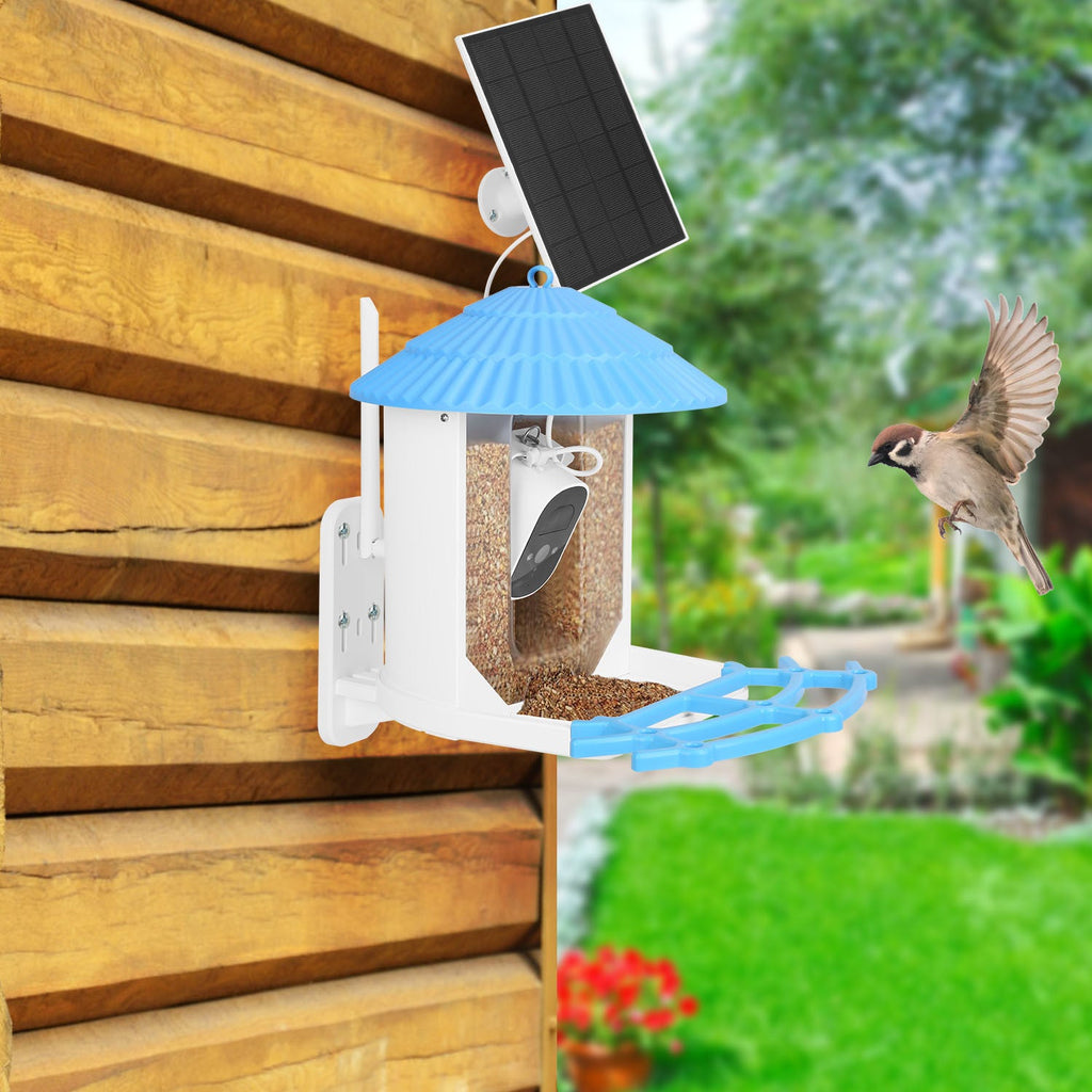 Solar Powered Smart Bird Feeder 2K Bird Watching Camera With PIR Motion AI Birds Species Identify Two-Way Audio Real-Time App Notification Capture Video Gift For Bird Lover