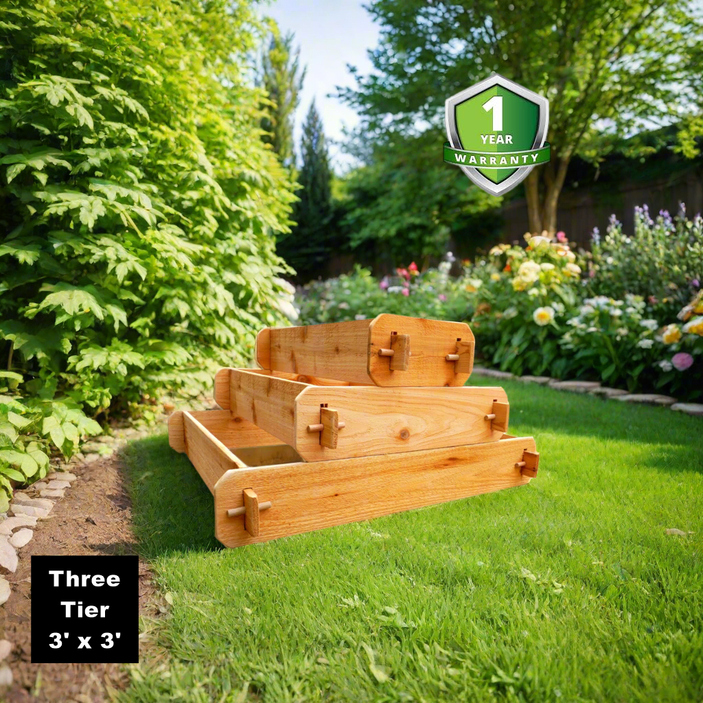 Timberlane Gardens Raised Garden Bed Kit 3 Tiered (1x3 2x3 3x3) Select Cedar Elevated Planter